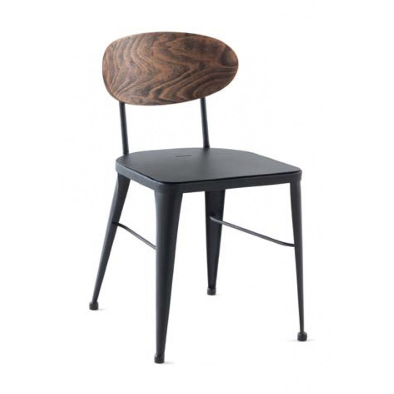 CHAISE AUSTIN INDUSTRIELLE EN BOIS ET MÉTAL