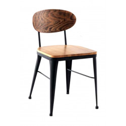 CHAISE AUSTIN INDUSTRIELLE EN BOIS ET MÉTAL