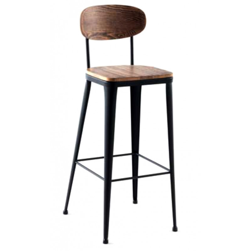 TABOURET HAUT AUSTIN INDUSTRIEL EN BOIS ET MÉTAL