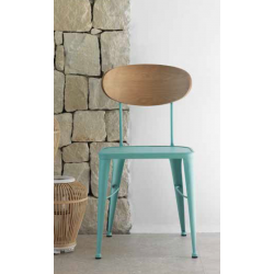 CHAISE AUSTIN INDUSTRIELLE EN BOIS ET MÉTAL