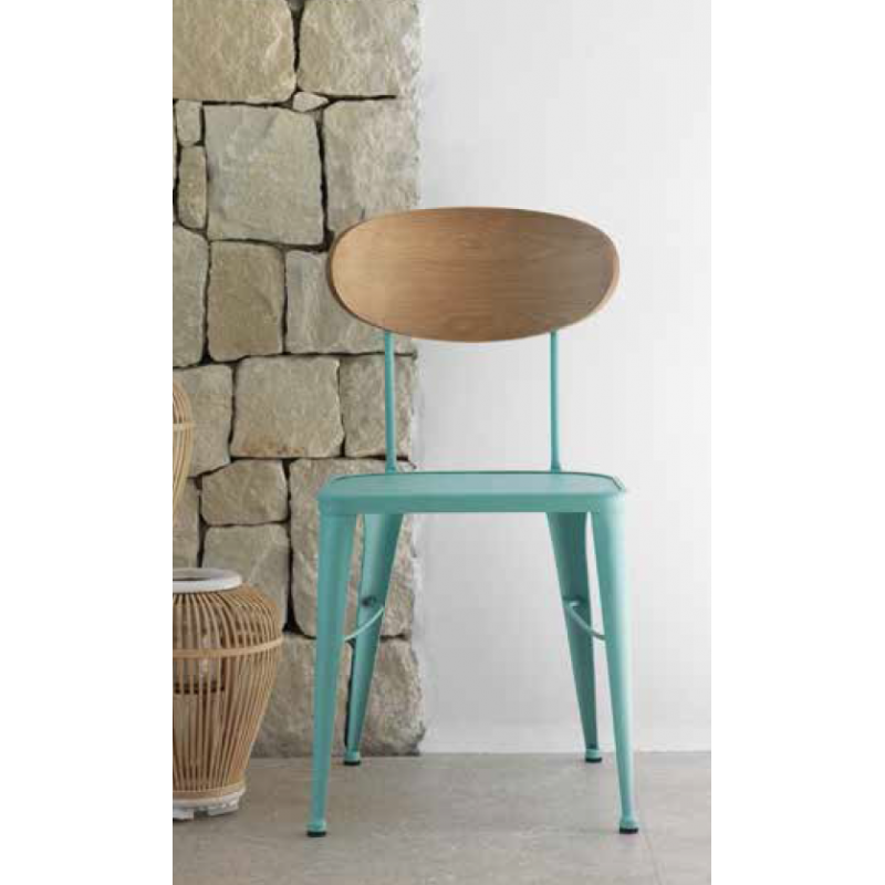 CHAISE AUSTIN INDUSTRIELLE EN BOIS ET MÉTAL