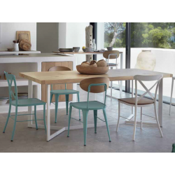 CHAISE AUSTIN INDUSTRIELLE EN BOIS ET MÉTAL