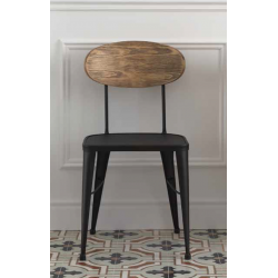 CHAISE AUSTIN INDUSTRIELLE EN BOIS ET MÉTAL