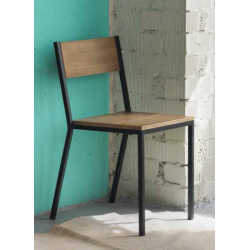 Chaise Industrielle de Bistrot TORONTO en Bois et Métal - Le Chaisier