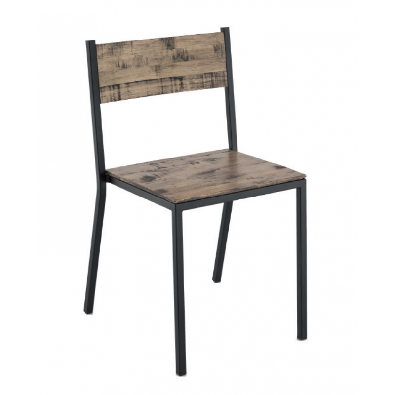 Chaise Industrielle de Bistrot TORONTO en Bois et Métal - Le Chaisier