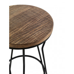 TABOURET ROND INDUSTRIEL EN MÉTAL ET BOIS LISBOA
