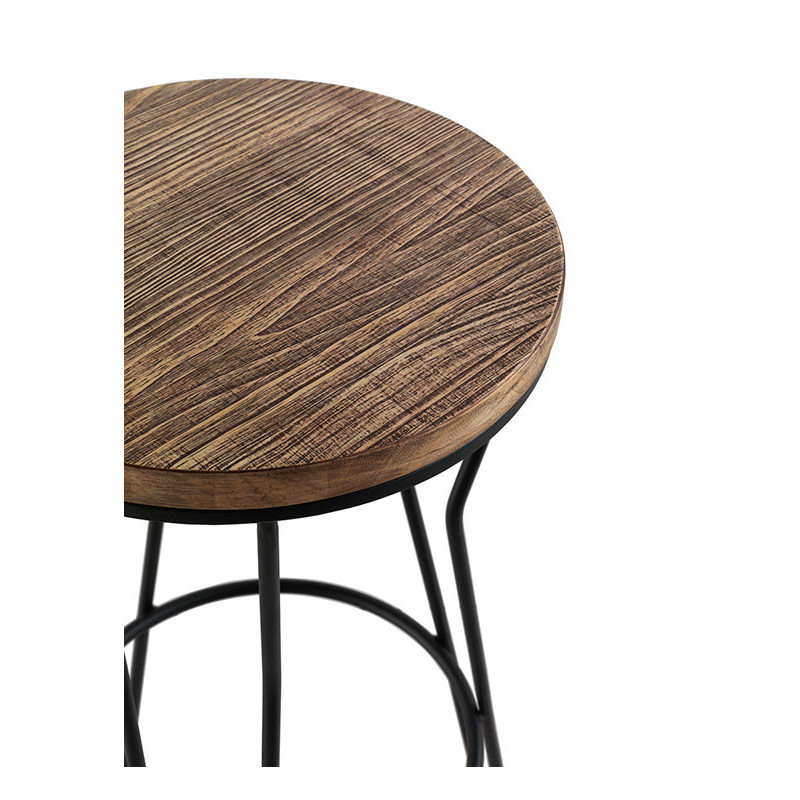TABOURET ROND INDUSTRIEL EN MÉTAL ET BOIS LISBOA