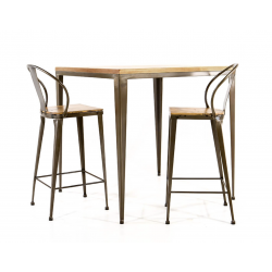 TABLE HAUTE INDUSTRIELLE BOIS ET MÉTAL BOLONIA