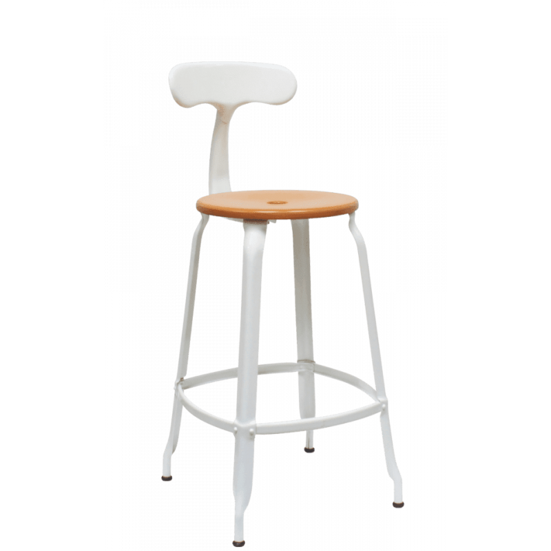 TABOURET NICOLLE BOIS ET MÉTAL INDUSTRIEL FRANÇAIS
