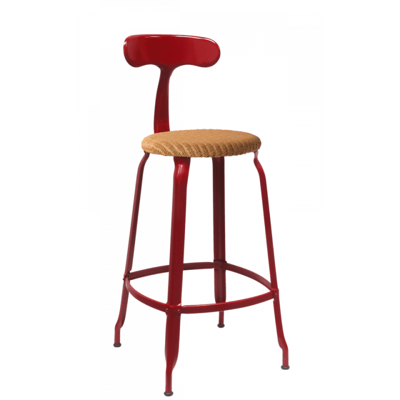 TABOURET  NICOLLE SNACK INDUSTRIEL FRANÇAIS ROTIN ET MÉTAL