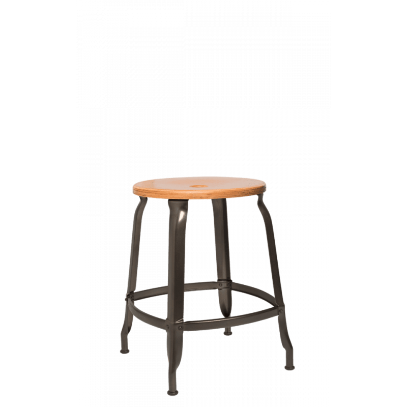 TABOURET NICOLLE BAS INDUSTRIEL FRANÇAISE BOIS ET MÉTAL