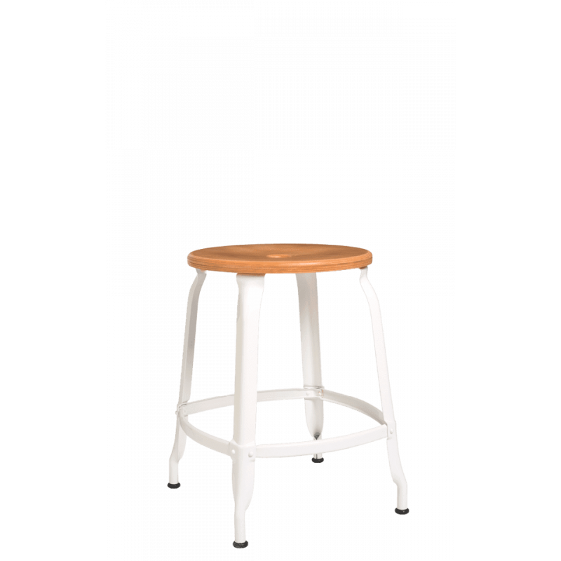 TABOURET NICOLLE BAS INDUSTRIEL FRANÇAISE BOIS ET MÉTAL