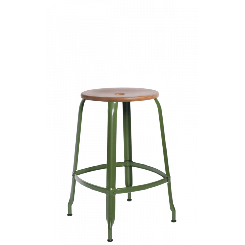 TABOURET NICOLLE SNACK INDUSTRIEL FRANÇAIS BOIS ET MÉTAL