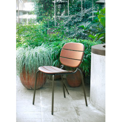 Chaise de Terrasse Métal et Bois Empilable SISI WOOD - Le Chaisier