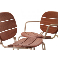 Fauteuil de Terrasse Métal et Bois Empilable SISI WOOD - Le Chaisier