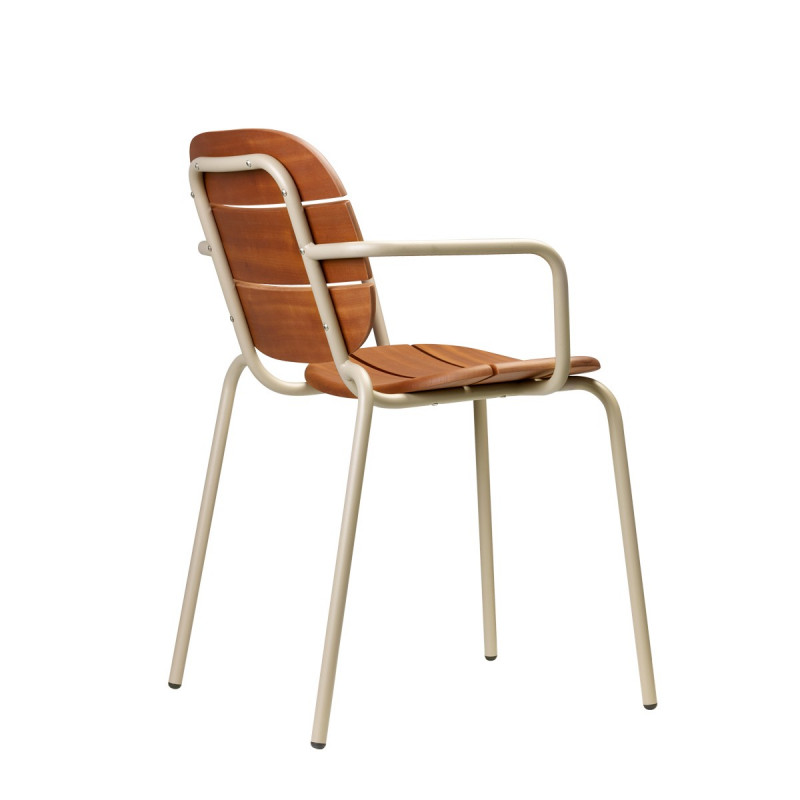 Fauteuil de Terrasse Métal et Bois Empilable SISI WOOD - Le Chaisier