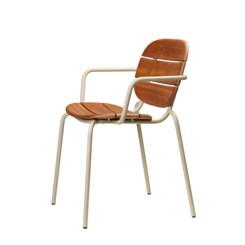 Fauteuil de Terrasse Métal et Bois Empilable SISI WOOD - Le Chaisier