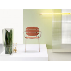 Fauteuil de Terrasse Métal et Bois Empilable SISI WOOD - Le Chaisier