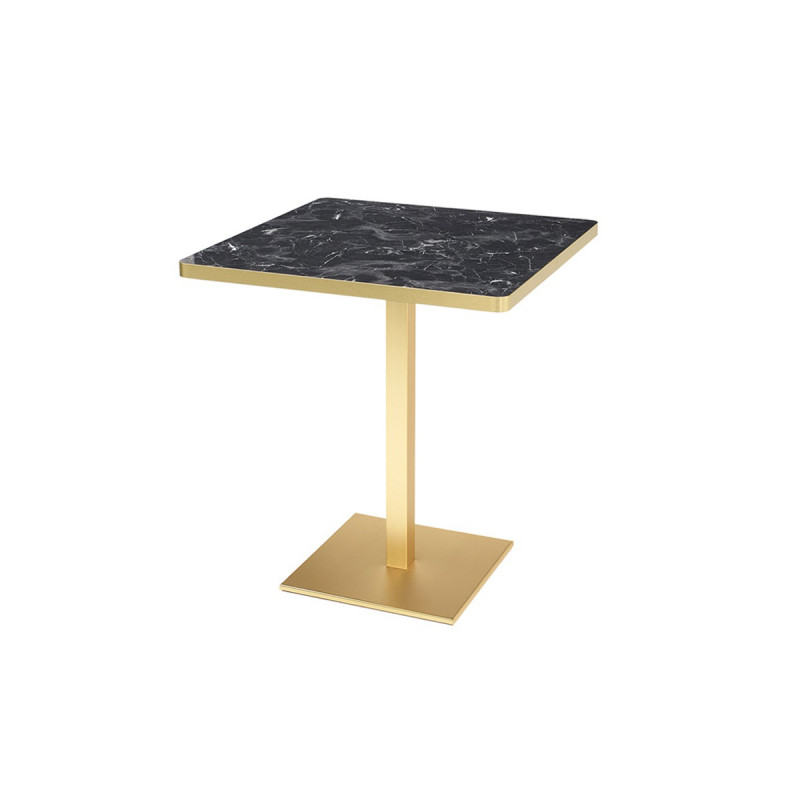 Table Carré Bistrot TIFFANY Dorée Effet Marbre - Le Chaisier