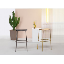 Tabouret Bois, Chrome et Doré TRICK  - Le Chaisier