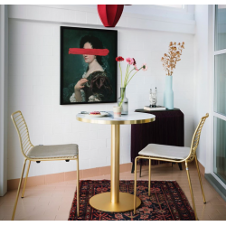 Table Bistrot Ronde Doré et Marbre TIFFANY - Le Chaisier