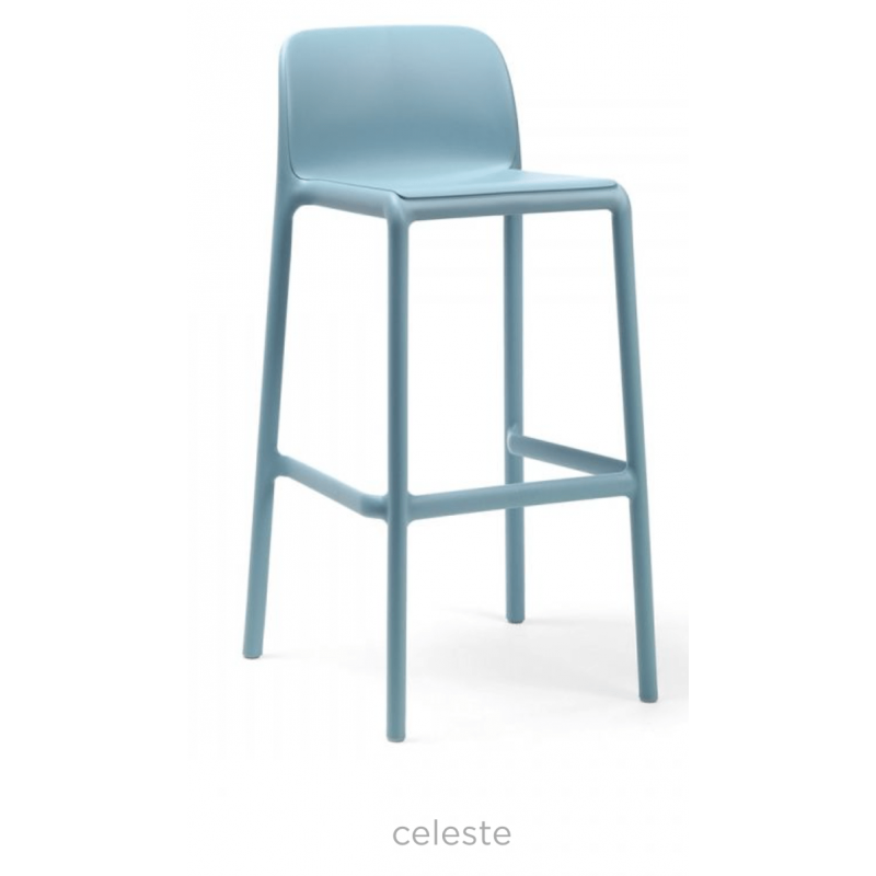 TABOURET DE BAR BLEU D'EXTÉRIEUR EMPILABLE EN POLYPROPYLÈNE FARO