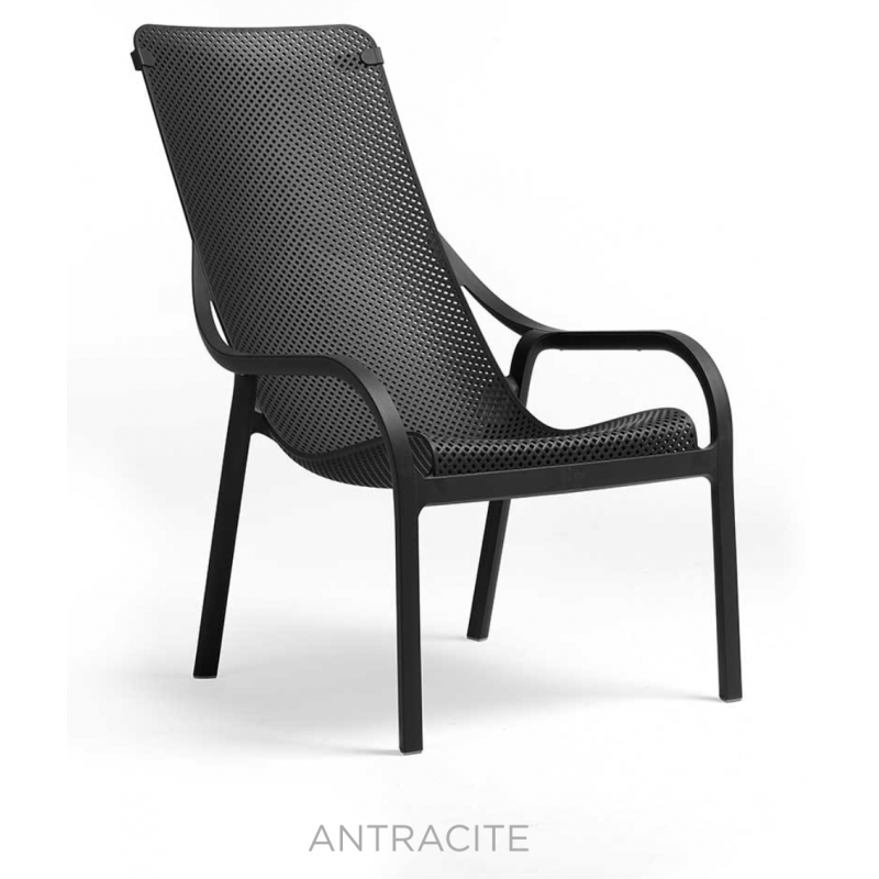 FAUTEUIL DE TERRASSE ITALIEN NOIR EMPILABLE NET LOUNGE NARDI