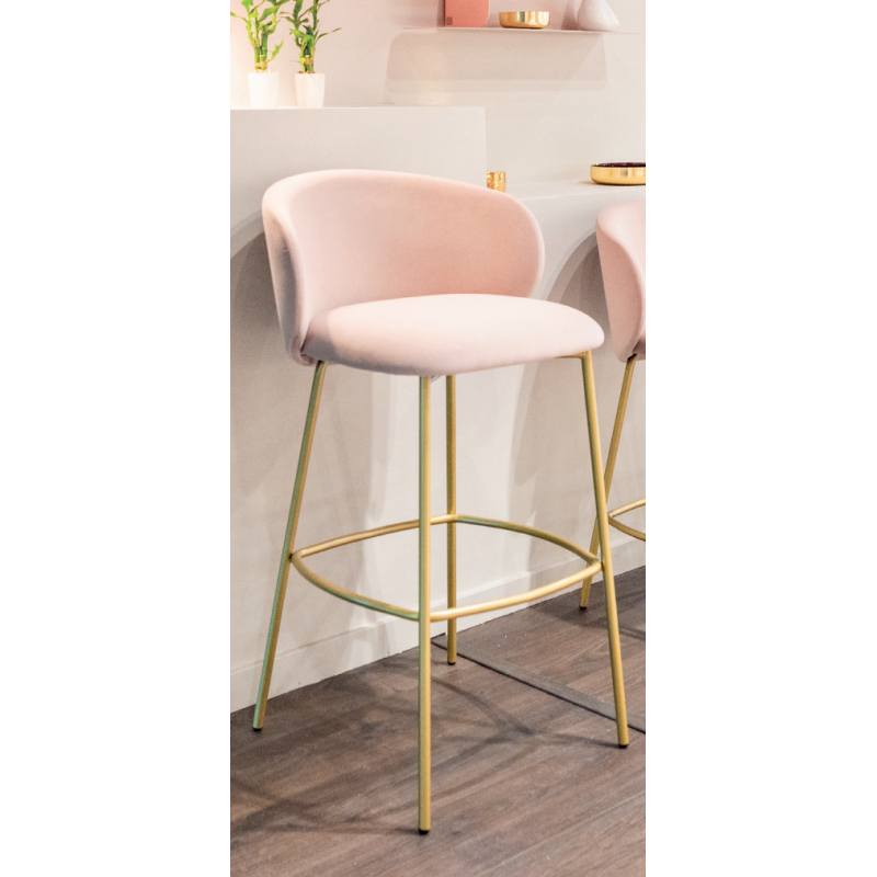 TABOURET ROND SNACK ENVELOPPANT EN VELOURS OU TISSU TUKA