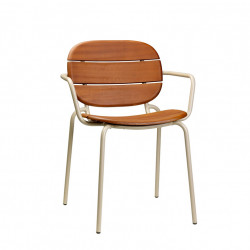 Fauteuil de Terrasse Métal et Bois Empilable SISI WOOD - Le Chaisier