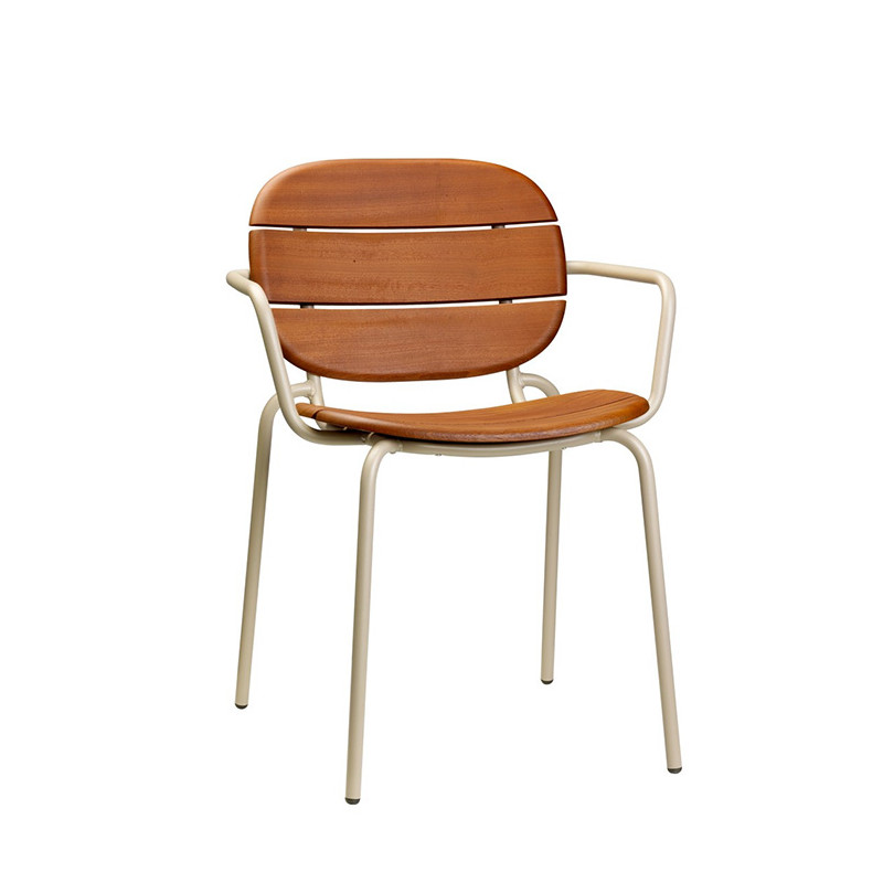 Fauteuil de Terrasse Métal et Bois Empilable SISI WOOD - Le Chaisier