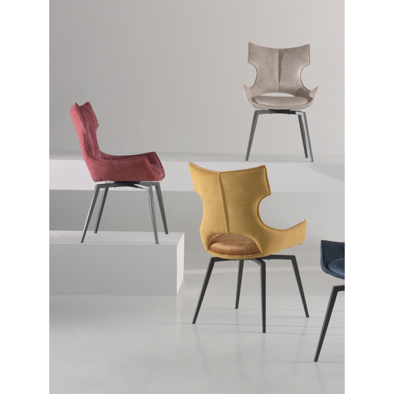 Chaise Contemporaine en Velours Pivotante CAMILLO - Le Chaisier