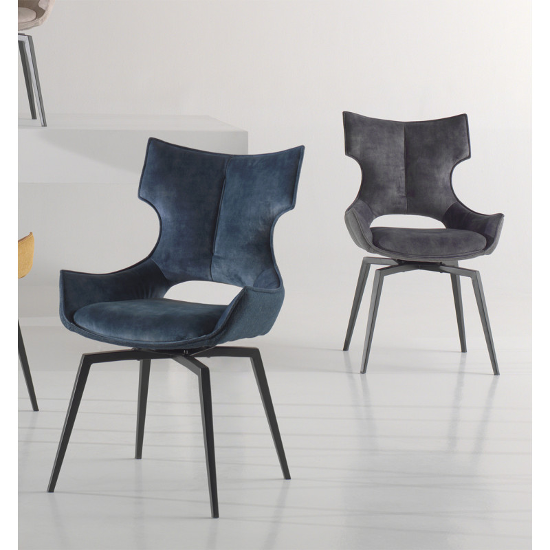 Chaise Contemporaine en Velours Pivotante CAMILLO - Le Chaisier