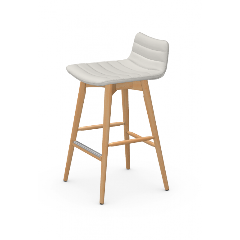 TABOURET PETIT DOSSIER CONTEMPORAIN EN BOIS ET SIMILICUIR COVER