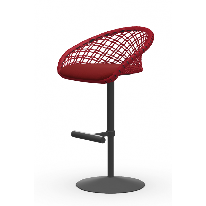 TABOURET RÉGLABLE EN CUIR TRESSÉ ET TISSU MARLON