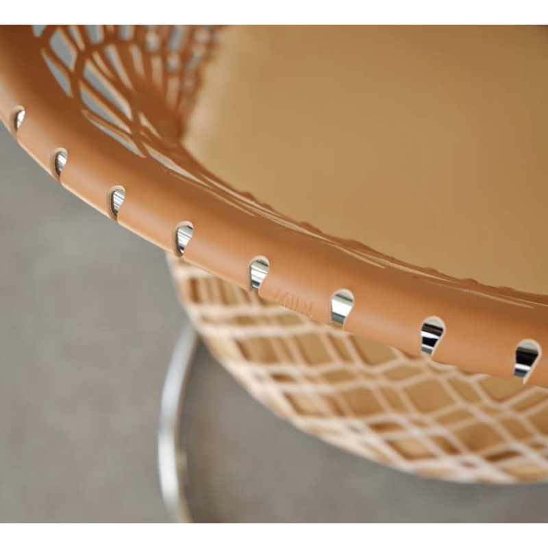 TABOURET RÉGLABLE EN CUIR TRESSÉ ET TISSU MARLON