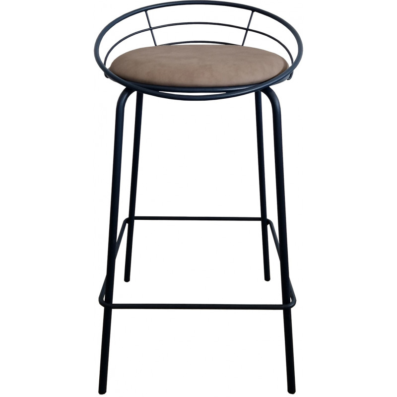 TABOURET DESIGN DOSSIER BAS EN MÉTAL YAËL ASSISE GARNIE