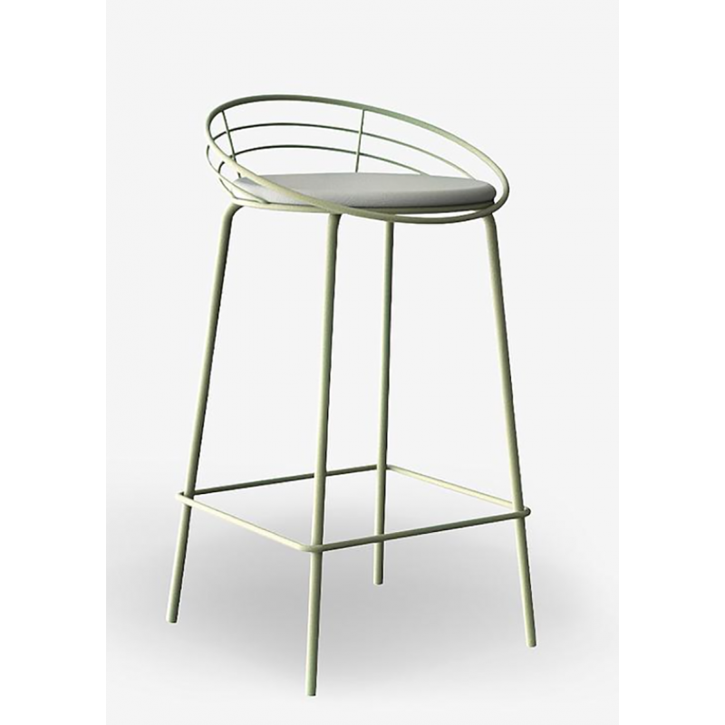 TABOURET DE BAR DOSSIER BAS EN MÉTAL YAËL ASSISE GARNIE