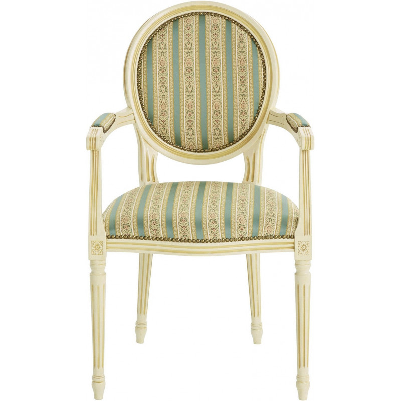 FAUTEUIL DE STYLE LOUIS XVI DOS GARNI EN BOIS ET TISSU PERSONNALISABLE