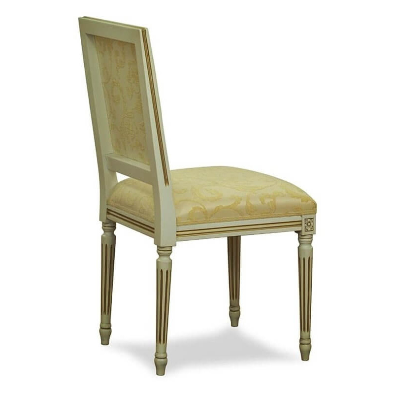 CHAISE DE STYLE CARRÉ EN BOIS ET TISSU LOUIS 16 Q