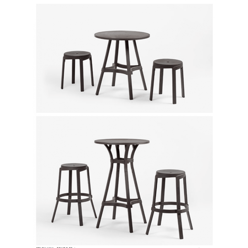 TABLE D'EXTÉRIEUR DEUX HAUTEURS RONDE STACK COMBO EN POLYPROPYLÈNE