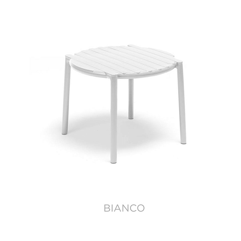 PETITE TABLE BASSE EMPILABLE RONDE D'EXTÉRIEUR DOGA EN POLYPROPYLÈNE