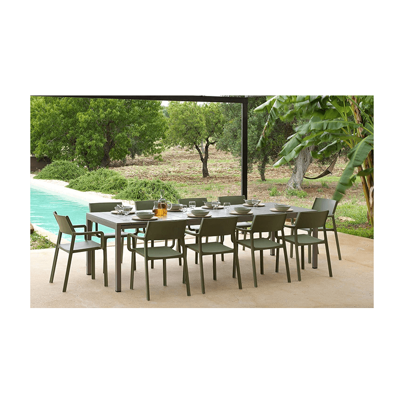 TABLE DE JARDIN EXTENSIBLE EN RÉSINE DURELTOP ET ALUMINIUM - RIO