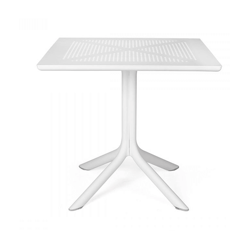 TABLE BISTROT CARRÉE PIEDS CENTRALE EXTÉRIEUR CLIP