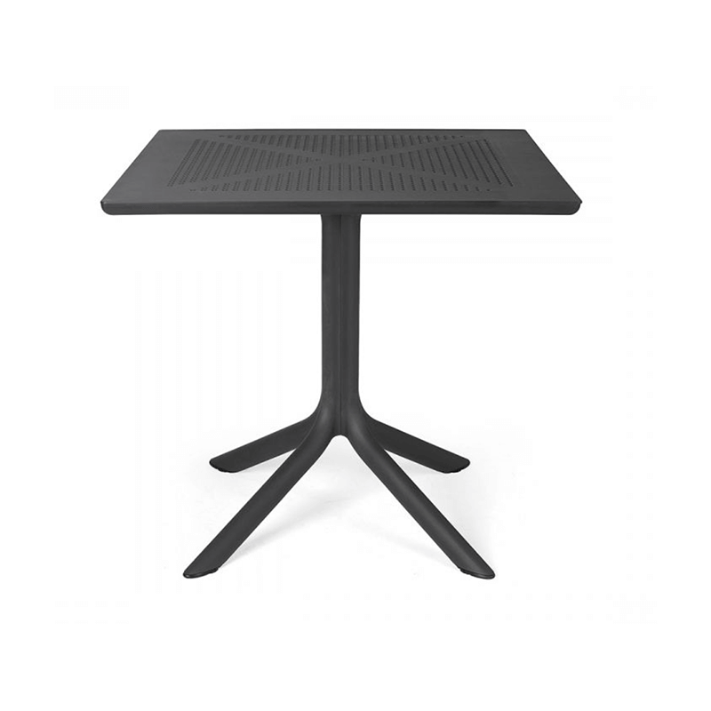 TABLE BISTROT CARRÉE PIEDS CENTRALE EXTÉRIEUR CLIP