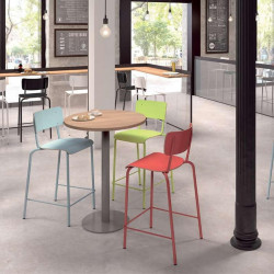 TABOURET SNACK VINTAGE EN MÉTAL ET BOIS BARCOLLÈGE