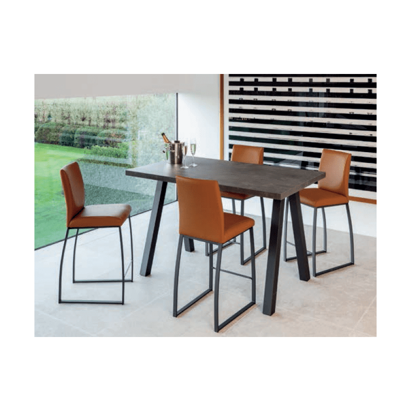 TABOURET CONTEMPORAIN GARNIE EN SIMILI CUIR ET MÉTAL ELITE