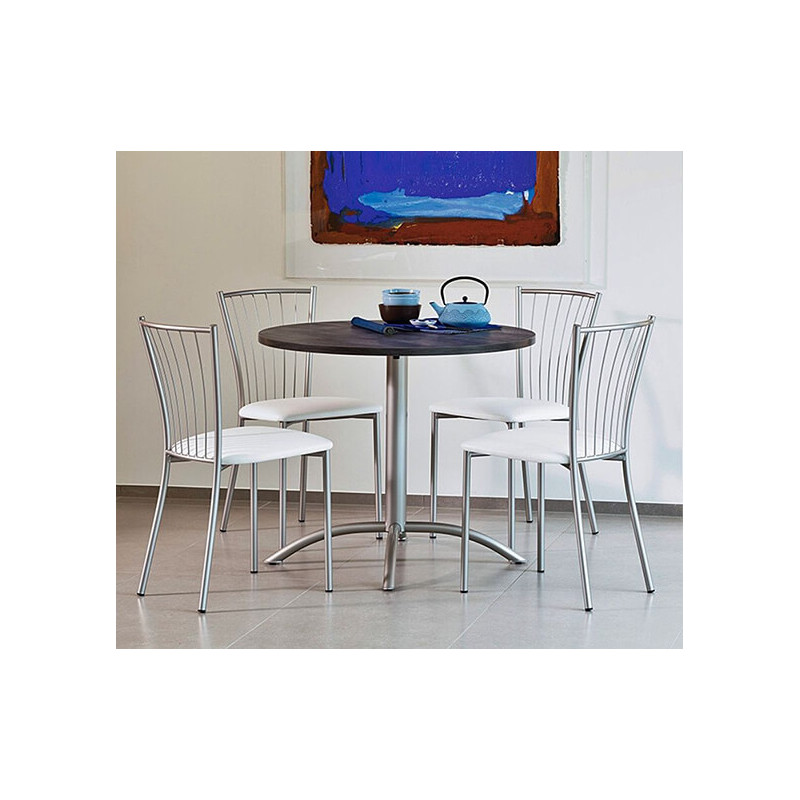 TABLE DE CUISINE RONDE EXTENSIBLE LASER PIEDS CENTRAL