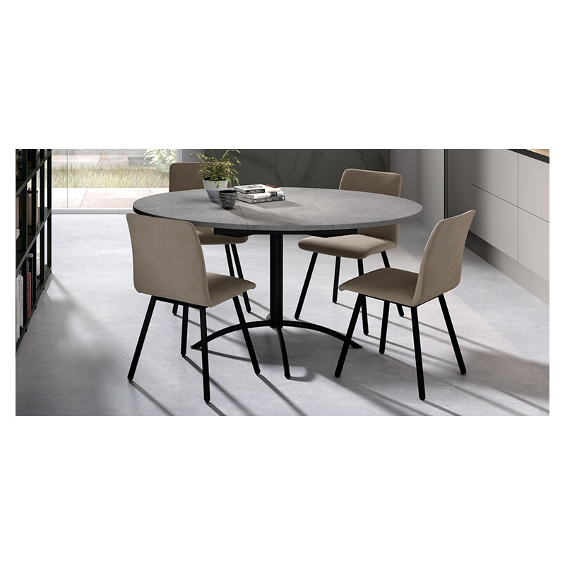 TABLE DE CUISINE RONDE EXTENSIBLE LASER PIEDS CENTRAL