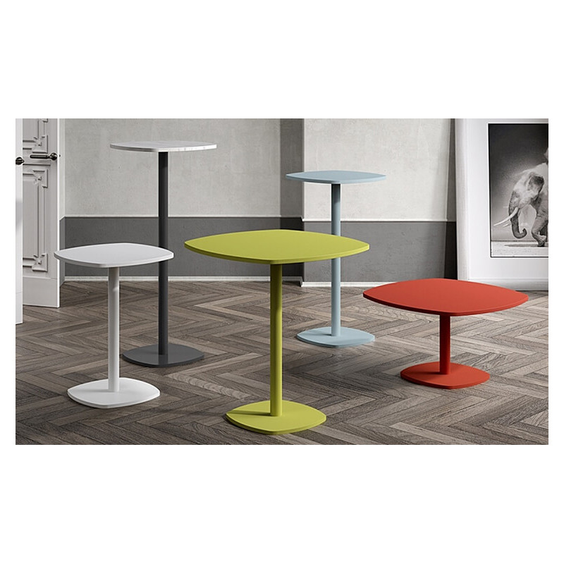 TABLE EN STRATIFIÉ CIRCA CARRÉE ANGLES ARRONDIS HT 75 CM