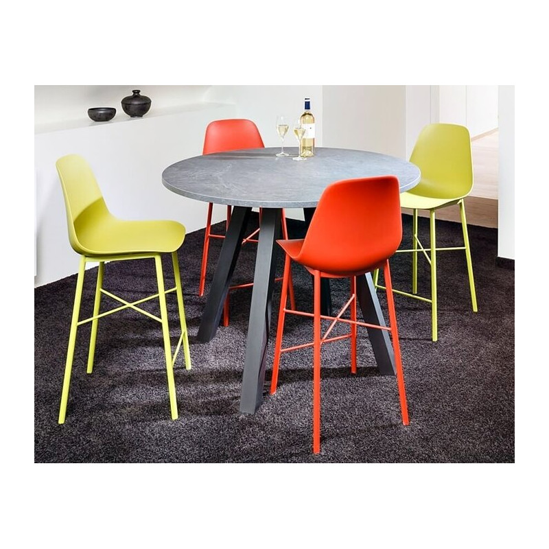 TABLE BAR RONDE EN STRATIFIÉ PIEDS CENTRAL VÉNÉTO HT 105 CM